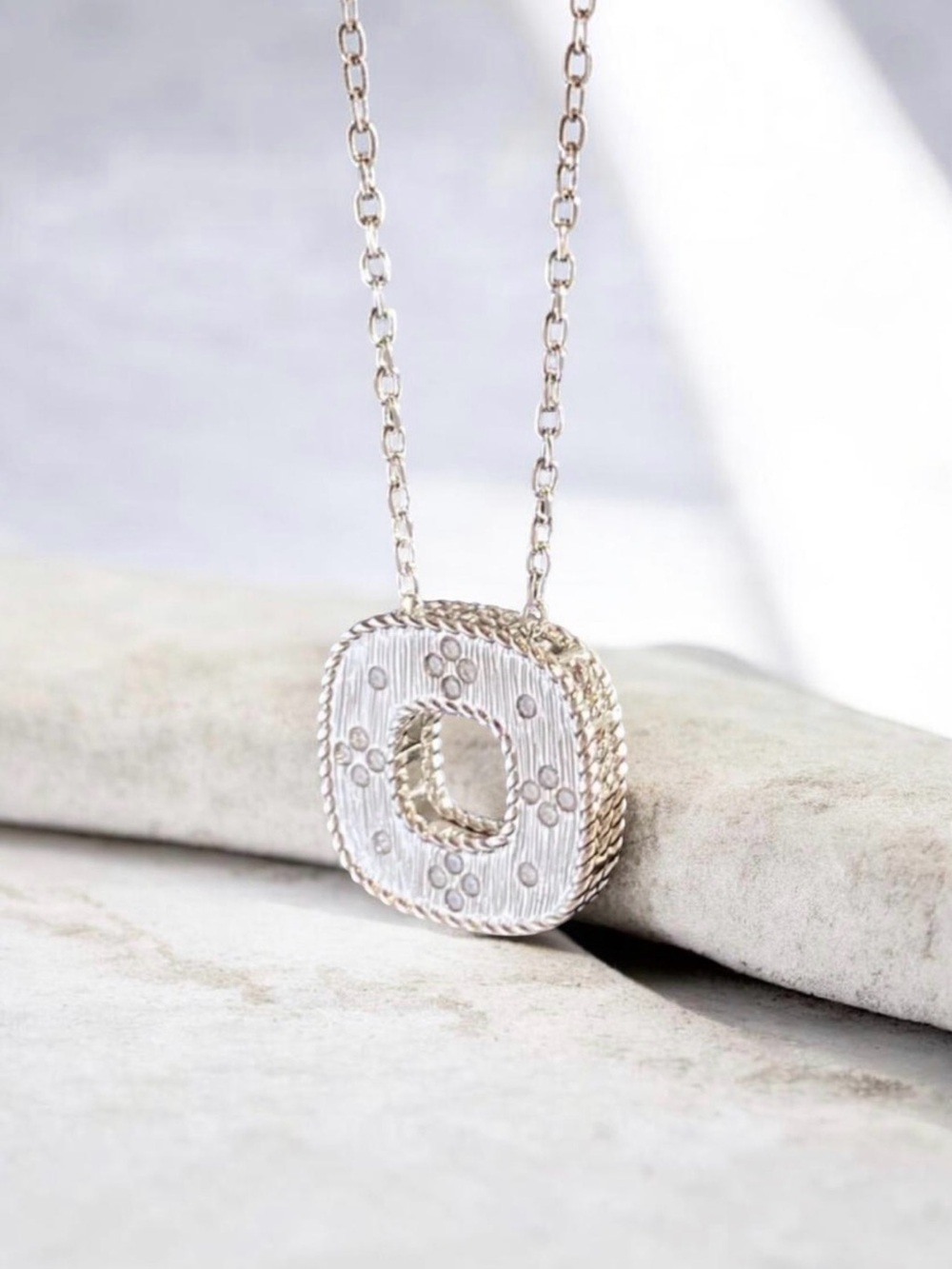Square Rope-Edge CZ Pendant Necklace NWT 18KT Gold Plated Brass